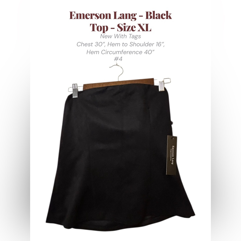Emerson Lang Black Pencil Top XL NWT Sleek Career Office Blouse #4
